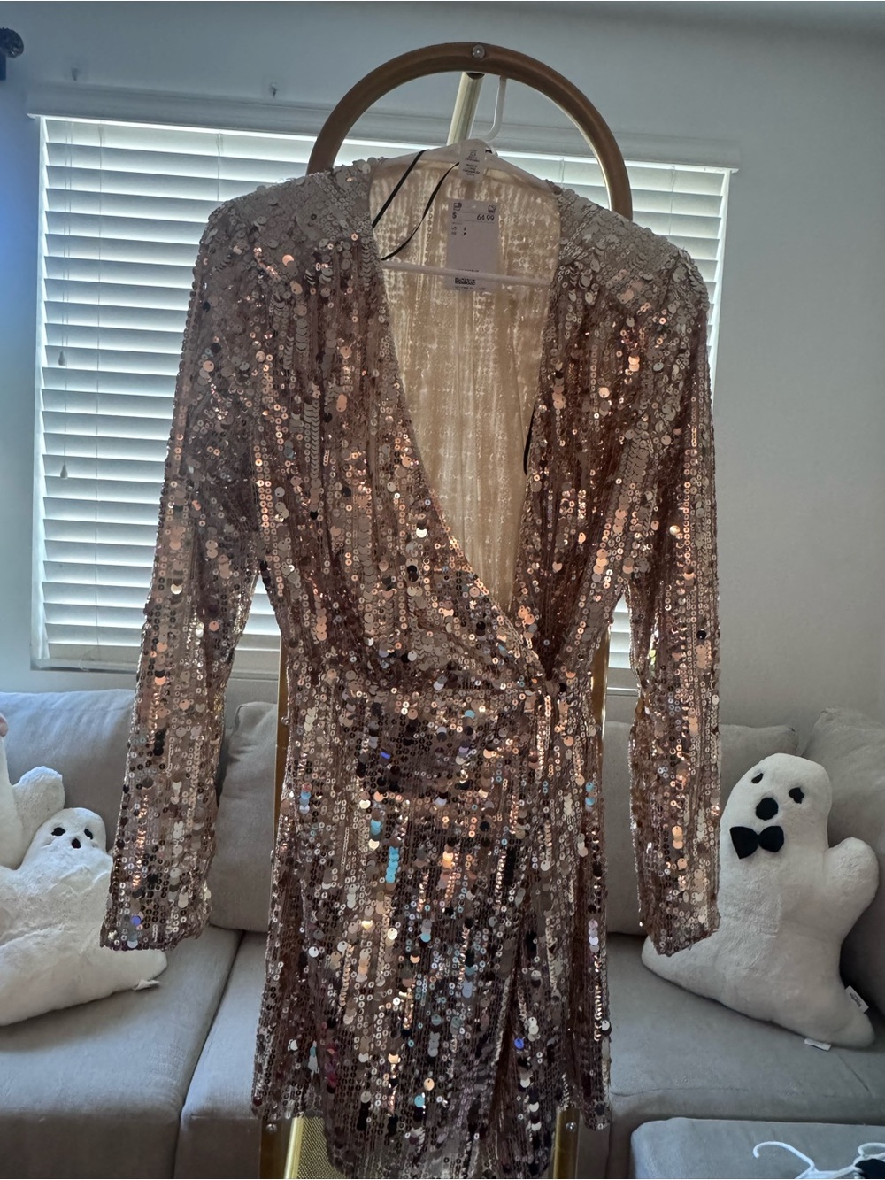 H&M Rose Gold Sequin Wrap Blazer